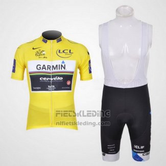 2011 Fietskleding Garmin Lider Geel Korte Mouwen en Koersbroek