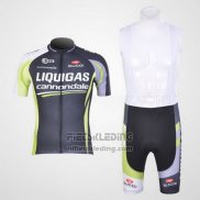 2011 Fietskleding Liquigas Cannondale Zwart en Groen Korte Mouwen en Koersbroek