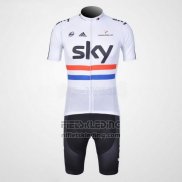 2012 Fietskleding Sky Kampioen Regno Unito Zwart en Wit Korte Mouwen en Koersbroek