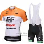 2018 Fietskleding Cannondale Drapac Wit en Oranje Korte Mouwen en Koersbroek