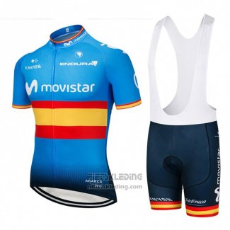 2018 Fietskleding Movistar Champions Spanje Blauw Korte Mouwen en Koersbroek