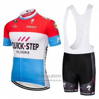 2018 Fietskleding Quick Step Floors Rood Wit Blauw Korte Mouwen en Koersbroek