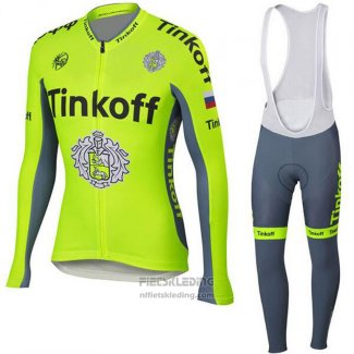 2018 Fietskleding Tinkoff Geel Lange Mouwen en Koersbroek