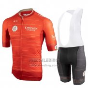 2019 Fietskleding Castelli Uae Tour Oranje Korte Mouwen en Koersbroek