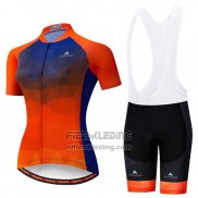 2019 Fietskleding Vrouw Miloto Violet Oranje Korte Mouwen en Koersbroek