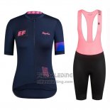 2019 Fietskleding Vrouw Rapha Donker Blauw Roze Korte Mouwen en Koersbroek