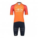 2022 Fietskleding Ineos Grenadiers Oranje Korte Mouwen en Koersbroek