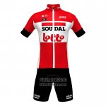 2022 Fietskleding Lotto Soudal Rood Korte Mouwen en Koersbroek