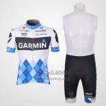 2011 Fietskleding Garmin Cervelo Blauw en Wit Korte Mouwen en Koersbroek