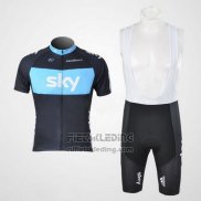 2011 Fietskleding Sky Zwart en Azuur Korte Mouwen en Koersbroek