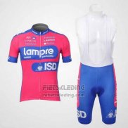 2012 Fietskleding Lampre ISD Roze en Azuur Korte Mouwen en Koersbroek