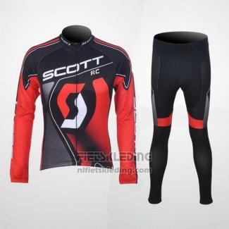 2012 Fietskleding Scott Zwart en Rood Lange Mouwen en Koersbroek