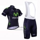 2015 Fietskleding Movistar Zwart Korte Mouwen en Koersbroek