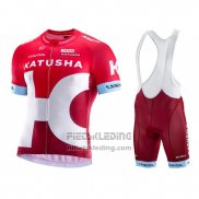 2016 Fietskleding Katusha Alpecin Wit en Rood Korte Mouwen en Koersbroek