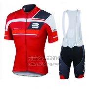 2016 Fietskleding Sportful Zwart en Rood Korte Mouwen en Koersbroek