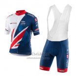 2017 Fietskleding Great Britain Blauw en Wit Korte Mouwen en Koersbroek