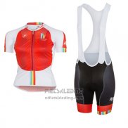 2017 Fietskleding Vrouw Castelli Maratona Rood en Wit Korte Mouwen en Koersbroek