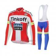 2018 Fietskleding Tinkoff Saxo Bank Rood Wit Lange Mouwen en Koersbroek