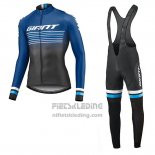 2019 Fietskleding Giant Race Day Blauw Zwart Lange Mouwen en Koersbroek