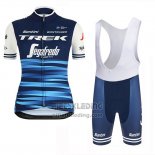 2019 Fietskleding Vrouw Trek Segafredo Blauw Korte Mouwen en Koersbroek