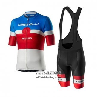 2020 Fietskleding Castelli Blauw Rood Wit Korte Mouwen en Koersbroek