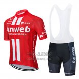 2020 Fietskleding Sunweb Rood Wit Korte Mouwen en Koersbroek