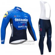 2021 Fietskleding Deceuninck Quick Step Blauw Zwart Lange Mouwen en Koersbroek