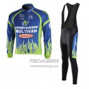 2010 Fietskleding Merida Blauw en Groen Lange Mouwen en Koersbroek