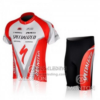 2010 Fietskleding Specialized Rood en Wit Korte Mouwen en Koersbroek