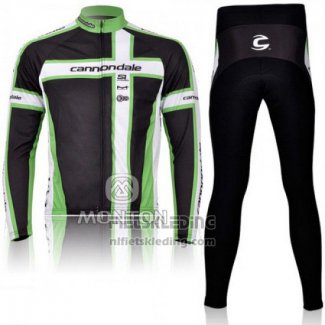 2011 Fietskleding Cannondale Wit en Groen Lange Mouwen en Koersbroek