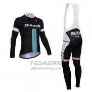 2014 Fietskleding Bianchi Zwart en Groen Lange Mouwen en Koersbroek