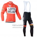 2014 Fietskleding Lotto Belisol Oranje Lange Mouwen en Koersbroek