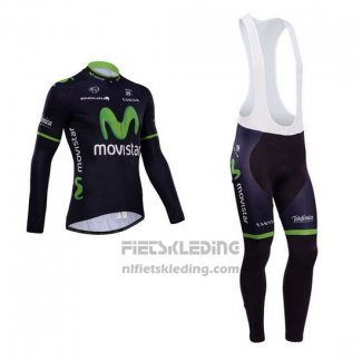 2014 Fietskleding Movistar Zwart Lange Mouwen en Koersbroek