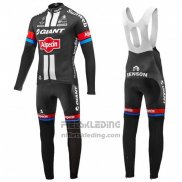 2016 Fietskleding Giant Alpecin Zwart en Rood Lange Mouwen en Koersbroek