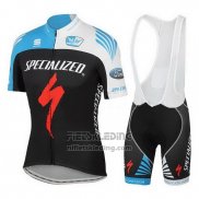 2016 Fietskleding Specialized Azuur en Zwart Korte Mouwen en Koersbroek