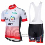 2018 Fietskleding Burgos BH Wit en Rood Korte Mouwen en Koersbroek