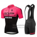 2018 Fietskleding Cervelo Roze en Zwart Korte Mouwen en Koersbroek