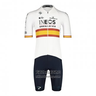 2022 Fietskleding Spanje Champion Ineos Wit Rood Korte Mouwen en Koersbroek