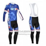 2013 Fietskleding FDJ Blauw Lange Mouwen en Koersbroek