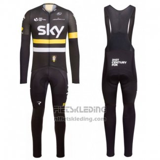 2016 Fietskleding Sky Geel Lange Mouwen en Koersbroek