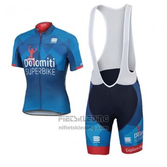 2017 Fietskleding Dolomiti Superbike Blauw Korte Mouwen en Koersbroek