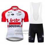 2019 Fietskleding Lotto Soudal Rood Wit Korte Mouwen en Koersbroek