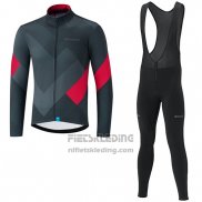 2019 Fietskleding Shimano Grijs Rood Lange Mouwen en Koersbroek