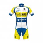 2021 Fietskleding Sport Vlaanderen-baloise Blauw Wit Geel Korte Mouwen en Koersbroek