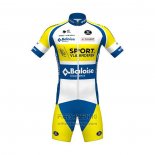 2021 Fietskleding Sport Vlaanderen-baloise Blauw Wit Geel Korte Mouwen en Koersbroek