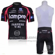 2010 Fietskleding Lampre Farnese Vini Zwart Korte Mouwen en Koersbroek