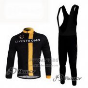 2011 Fietskleding Livestrong Zwart en Geel Lange Mouwen en Koersbroek