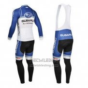 2013 Fietskleding Subaru Blauw en Wit Lange Mouwen en Koersbroek