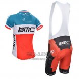 2014 Fietskleding BMC Kampioen Italie Blauw en Oranje Korte Mouwen en Koersbroek