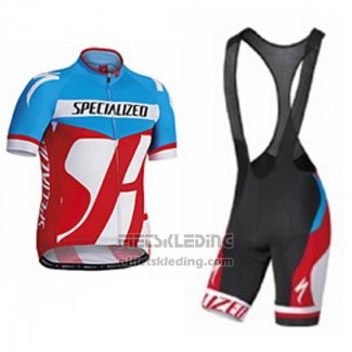 2016 Fietskleding Specialized Azuur en Rood Korte Mouwen en Koersbroek